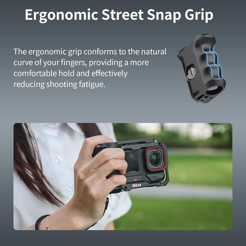 مجموعة قفص Nitze Street Snap Cage لـ Insta360 Ace Pro 2/ Ace Pro/Ace مجموعة قبضة Xplorer من سبائك الألومنيوم، مع مقبض جانبي مريح، وحزام معصم وزر مصراع الحذاء البارد - T-IN04B in Saudi Arabia