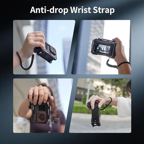 مجموعة قفص Nitze Street Snap Cage لـ Insta360 Ace Pro 2/ Ace Pro/Ace مجموعة قبضة Xplorer من سبائك الألومنيوم، مع مقبض جانبي مريح، وحزام معصم وزر مصراع الحذاء البارد - T-IN04B in Saudi Arabia