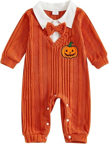 Twopumpkin Baby Boy First Christmas Outfit Newborn Trukey Knit Sweater Romper Long Sleeve Fleece Jumpsuit Warm Clothes in Saudi Arabia