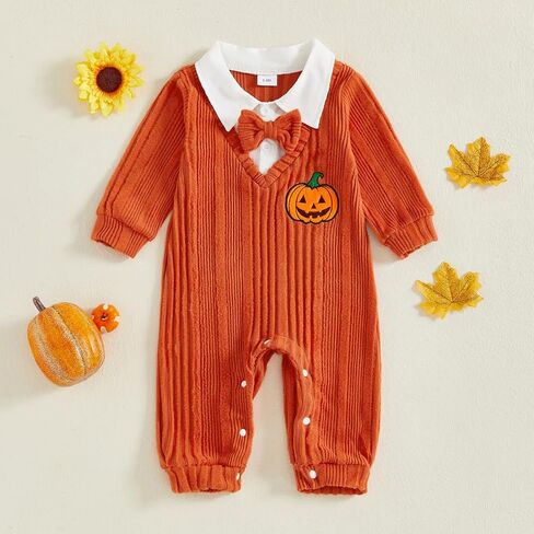 Twopumpkin Baby Boy First Christmas Outfit Newborn Trukey Knit Sweater Romper Long Sleeve Fleece Jumpsuit Warm Clothes in Saudi Arabia
