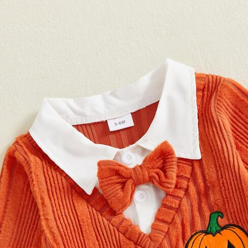 Twopumpkin Baby Boy First Christmas Outfit Newborn Trukey Knit Sweater Romper Long Sleeve Fleece Jumpsuit Warm Clothes in Saudi Arabia