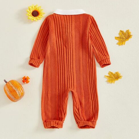 Twopumpkin Baby Boy First Christmas Outfit Newborn Trukey Knit Sweater Romper Long Sleeve Fleece Jumpsuit Warm Clothes in Saudi Arabia