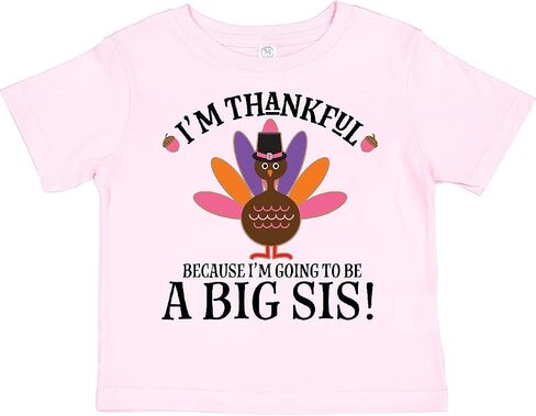 inktastic Thanksgiving Big Sis Announcement Turkey Toddler T-Shirt 2T Pink 2d679 in Saudi Arabia