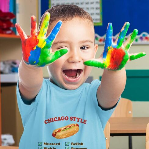 Toddler T-Shirt Others Chicago Style Image of A Hot Dog Funny Humor Cotton Buffalo Hot Dog Boy & Girl Clothes Food & Beverage Baby Funny Tee Oxford Gray Design Only 3T in Saudi Arabia