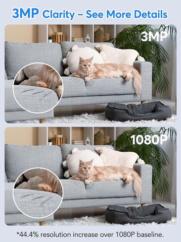 Security Camera Indoor 2K 3MP, Pet & Baby Monitor WiFi Camera with Motion & Sound Detection, Real-Time Alert, Two-Way Audio, Works with Alexa & Google Assistant, Supports 256G SD&Cloud, 2.4GHz in Saudi Arabia
