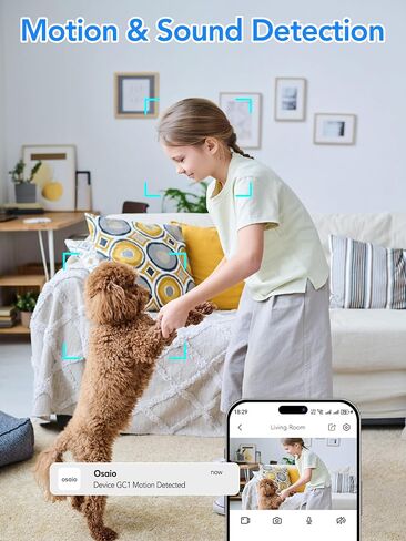 Security Camera Indoor 2K 3MP, Pet & Baby Monitor WiFi Camera with Motion & Sound Detection, Real-Time Alert, Two-Way Audio, Works with Alexa & Google Assistant, Supports 256G SD&Cloud, 2.4GHz in Saudi Arabia
