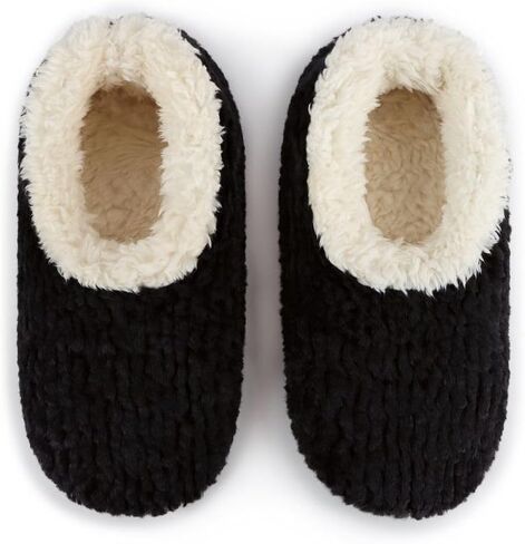 Snoozies Teddy Bear Faux Fur House Slippers for Women with Memory Foam Insole, Sherpa-Lined Slipper Socks Non-Skid in Saudi Arabia