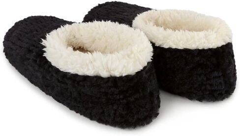 Snoozies Teddy Bear Faux Fur House Slippers for Women with Memory Foam Insole, Sherpa-Lined Slipper Socks Non-Skid in Saudi Arabia