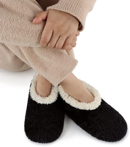 Snoozies Teddy Bear Faux Fur House Slippers for Women with Memory Foam Insole, Sherpa-Lined Slipper Socks Non-Skid in Saudi Arabia