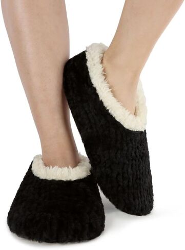 Snoozies Teddy Bear Faux Fur House Slippers for Women with Memory Foam Insole, Sherpa-Lined Slipper Socks Non-Skid in Saudi Arabia