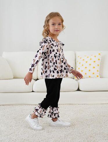 Baby Girl Clothes Toddler Girl Fall Outfit Long Sleeve Ruffle Shirt Cute Pant Clothing Sets in Kuwait