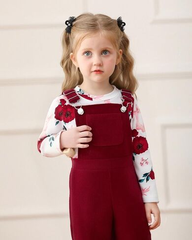Mioglrie Toddler Baby Girl Clothes 12 18 24 Months 2T 3T 4T 2Pcs Girl Outfits Adjustable Overall Set Cute Jumpsuit in Saudi Arabia