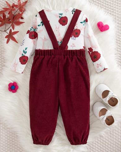 Mioglrie Toddler Baby Girl Clothes 12 18 24 Months 2T 3T 4T 2Pcs Girl Outfits Adjustable Overall Set Cute Jumpsuit in Saudi Arabia