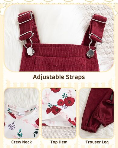Mioglrie Toddler Baby Girl Clothes 12 18 24 Months 2T 3T 4T 2Pcs Girl Outfits Adjustable Overall Set Cute Jumpsuit in Saudi Arabia