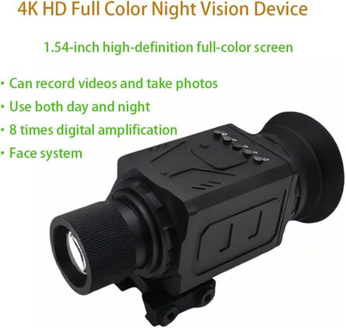 4K Night Vision Monocular - 7X Optical Zoom, 4X Digital Zoom,300m IR, Full Color/B&W, 1.54" OLED, Video Record, 1700mAh, for Hunting Surveillance in Saudi Arabia