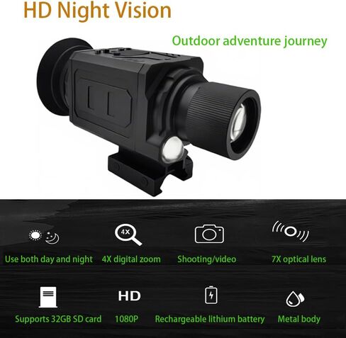 4K Night Vision Monocular - 7X Optical Zoom, 4X Digital Zoom,300m IR, Full Color/B&W, 1.54" OLED, Video Record, 1700mAh, for Hunting Surveillance in Saudi Arabia
