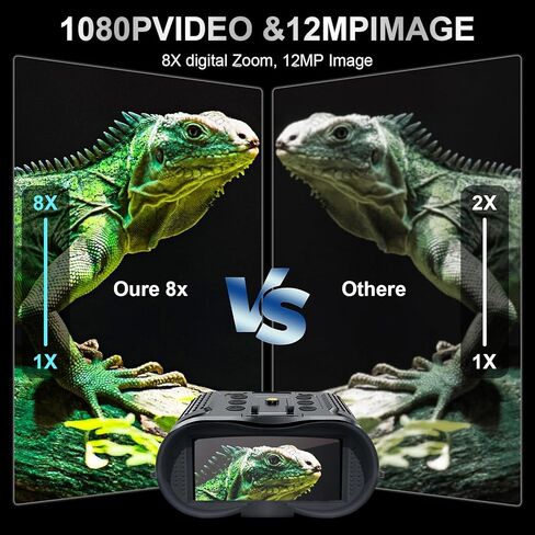 نظارات الرؤية الليلية، مناظير رؤية ليلية قابلة لإعادة الشحن للبالغين، شاشة كبيرة 2.7 بوصة يمكنها حفظ فيديو بدقة 1080 بيكسل وصور 12 متر، متوافقة مع خوذة MICH السريعة، تتضمن بطاقة SD سعة 32 جيجابايت وحامل نظارات الرؤية الليلية in Kuwait