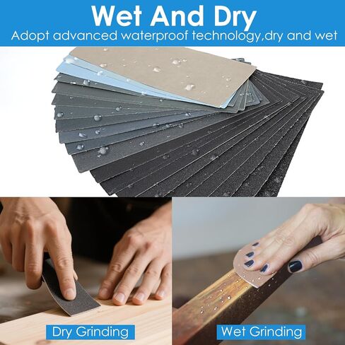 20 Pcs Sandpaper Variety Pack Extra Fine Sand Paper Wet Dry Waterproof Premium Sandpaper Assortment for Wood Furniture Finishing Metal Sanding Automotive Polishing (60 to 7000 High Grit) in Saudi Arabia