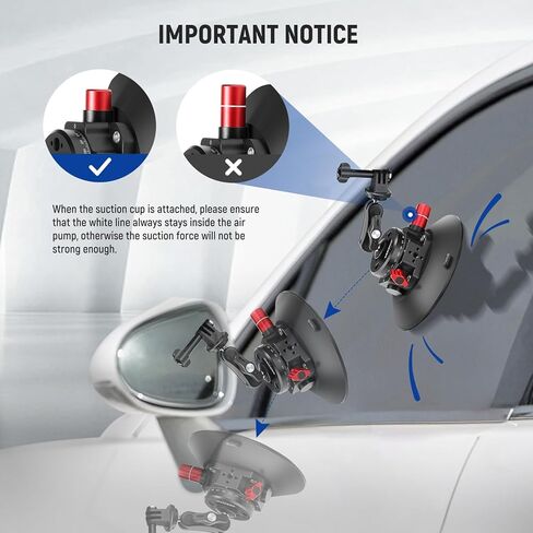 حامل كاميرا NEEWER مقاس 6 بوصات متوافق مع GoPro، ذراع سحري لزجاج السيارة الأمامي المعدني مع محول كاميرا الحركة وقماش تنظيف لحامل هاتف DSLR، لتسجيل فيديو POV، CA013 in Kuwait