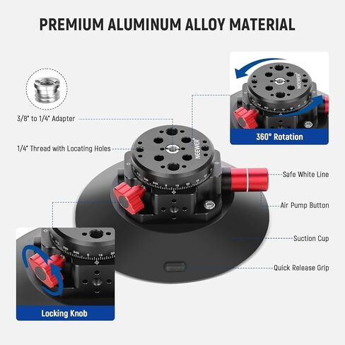 حامل كاميرا NEEWER مقاس 6 بوصات متوافق مع GoPro، ذراع سحري لزجاج السيارة الأمامي المعدني مع محول كاميرا الحركة وقماش تنظيف لحامل هاتف DSLR، لتسجيل فيديو POV، CA013 in Kuwait