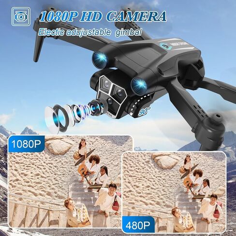 طائرة بدون طيار مع كاميرا 1080 بيكسل اتش دي، طائرة بدون طيار صغيرة للمبتدئين والأطفال والكبار، طائرة رباعية المروحية RC مع بطاريتين، حقيبة حمل، تحوم ثابت، طيران المسار، التحكم في الجاذبية، مفتاح واحد للإقلاع/الأرض، رمادي in Kuwait