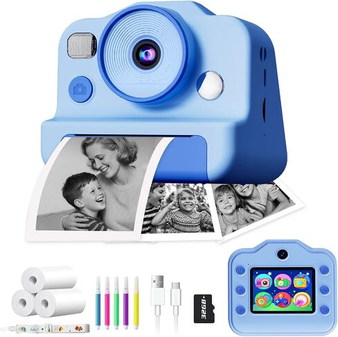 Instant Print Camera for Kids, Front Rear Dual Selfie Kids Camera with 1080P Videos, Christmas Birthday Gifts for Kids Ages 3-12, Toddler Digital Camera Toy for 4 5 6 7 8 Year Old Girls (Pink) in Saudi Arabia