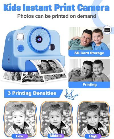 Instant Print Camera for Kids, Front Rear Dual Selfie Kids Camera with 1080P Videos, Christmas Birthday Gifts for Kids Ages 3-12, Toddler Digital Camera Toy for 4 5 6 7 8 Year Old Girls (Pink) in Saudi Arabia
