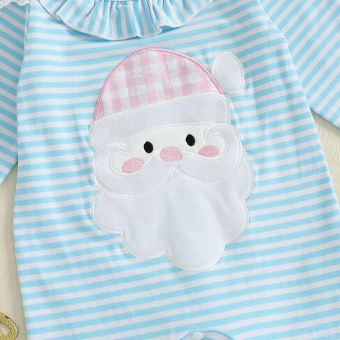 FIOMVA My First Christmas Baby Girl Clothes Santa Claus Long Sleeve Romper Ruffle Overall Jumpsuit One Piece Santa Outfit in Saudi Arabia