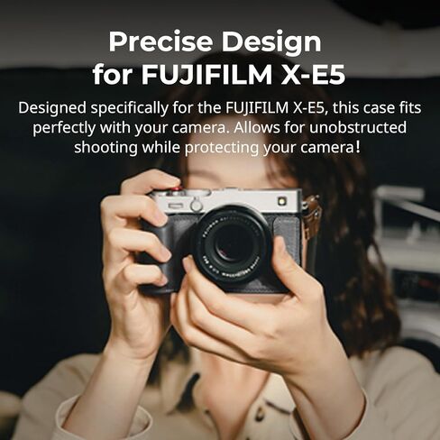 طقم حافظة جلدية SMALLRIG X-E5 لهاتف FUJIFILM X-E5، حافظة كلاسيكية نصف الجسم مع حزام كتف، مادة جلدية أصلية (بني) - 5449 in Kuwait