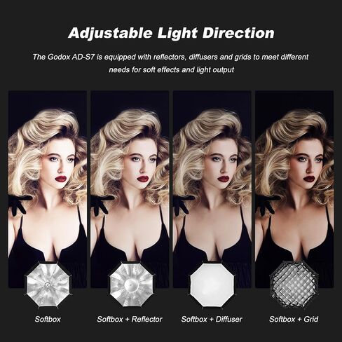 Godox AD-S7 Umbrella Softbox for Godox AD200 AD200Pro AD200Pro II AD360II Strobe Flash Quick Set up Release 48cm/18.9inch Soft Box with Grid Diffuser Carry Bag in Saudi Arabia