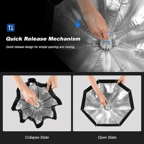 Godox AD-S7 Umbrella Softbox for Godox AD200 AD200Pro AD200Pro II AD360II Strobe Flash Quick Set up Release 48cm/18.9inch Soft Box with Grid Diffuser Carry Bag in Saudi Arabia