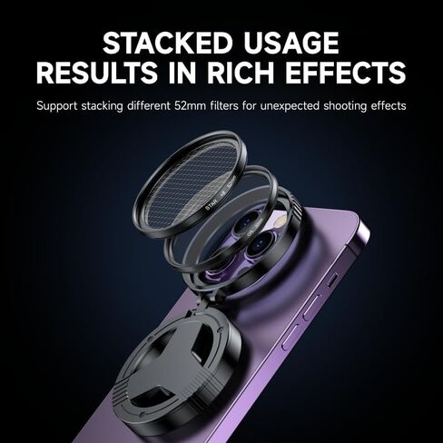 52mm Phone Lens CPL Polarizer Filter for iPhone,Samsung and Other Smart Phones,Retractable Magnetic Mount Adapter, HD Multi-Coated SLR Lens Grade Optical Glass, Phone Lens Accessories in Saudi Arabia