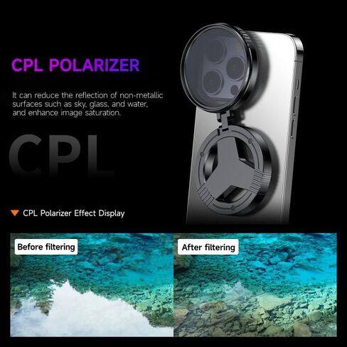 52mm Phone Lens CPL Polarizer Filter for iPhone,Samsung and Other Smart Phones,Retractable Magnetic Mount Adapter, HD Multi-Coated SLR Lens Grade Optical Glass, Phone Lens Accessories in Saudi Arabia