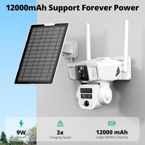 4G LTE Cellular Security Camera, 4K Wireless Outdoor Solar Camera 12000mAh, No WiFi or WiFi Duo-Mode, 10x Optical Zoom, 360° Pan and Tilt AI Tracking, 64G SD/SIM Card, IP66 Weather-Resistant - White in Saudi Arabia