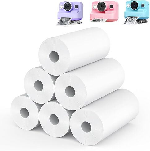 Kids Camera Instant Photo Printing Paper Roll, 6 Rolls Leebotree Thermal Print Refill Fit for Most Kids Instant Camera Includes ESOXOFFORE/Dylanto/DUDUDRAGON/Cimizi (6 Rolls-White) in Saudi Arabia