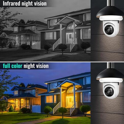 كاميرا مراقبة بمصباح كهربائي - 2.4 جيجا هرتز واي فاي 1080 بكسل كاميرات مراقبة لاسلكية داخلية وخارجية وكشف الحركة والتنبيه، محادثة ثنائية الاتجاه، رؤية ليلية ملونة، يمكن استخدامها كمصباح شارع in Kuwait