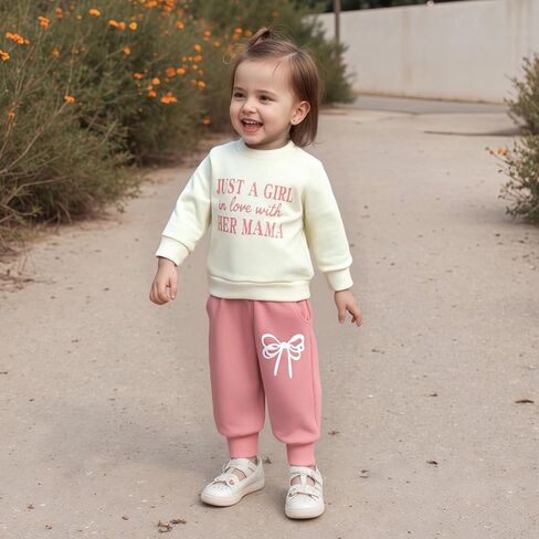 ملابس أطفال بنات من Murnouche 6 12 18 24 شهرًا 2T ملابس خريف وشتاء بأكمام طويلة وسراويل من قطعتين in Kuwait