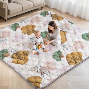 Dessports Baby Play Mat 47x47 Thick Floor Mat, Washable Foldable Tummy Mat | Foam Sponge Padding, Non Slip Base, Portable Indoor Outdoor Baby Floor Nursery Playpen Mat, Boho Style in Kuwait