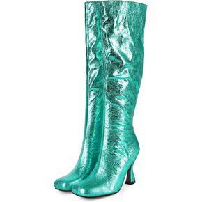 إمرأة حذاء برقبة للركبة ساحة تو منصة كتلة مكتنزة كعب أحذية للنساء عالية الكعب الجانب سستة المرأة ركوب أحذية طويلة in Kuwait