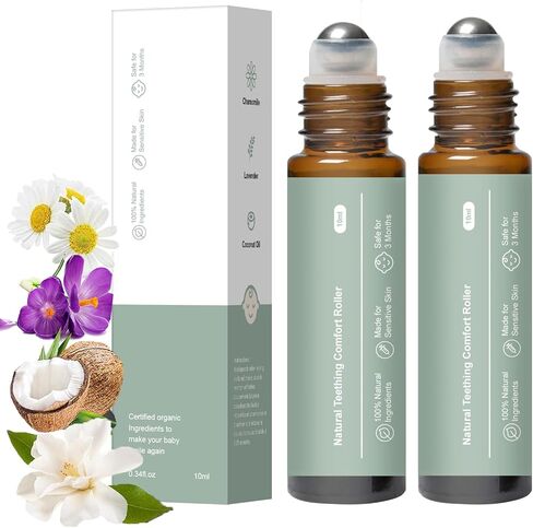 Teething Roller, Mamas Teether: Baby Teething Oil Roller, Natural Gentle Teething Relief Roller, Teething Roller All Natural for Babies- 2Pack in Saudi Arabia