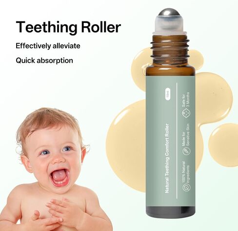Teething Roller, Mamas Teether: Baby Teething Oil Roller, Natural Gentle Teething Relief Roller, Teething Roller All Natural for Babies- 2Pack in Saudi Arabia