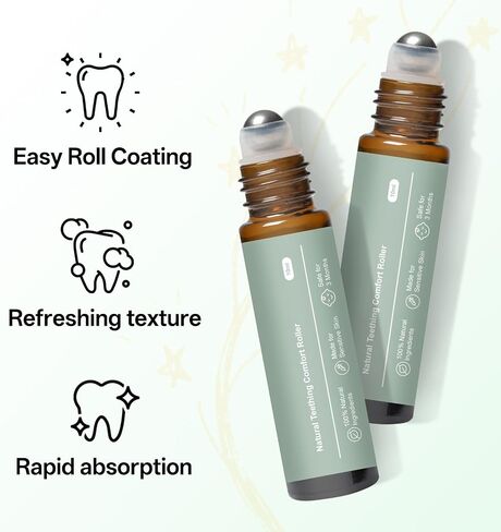 Teething Roller, Mamas Teether: Baby Teething Oil Roller, Natural Gentle Teething Relief Roller, Teething Roller All Natural for Babies- 2Pack in Saudi Arabia
