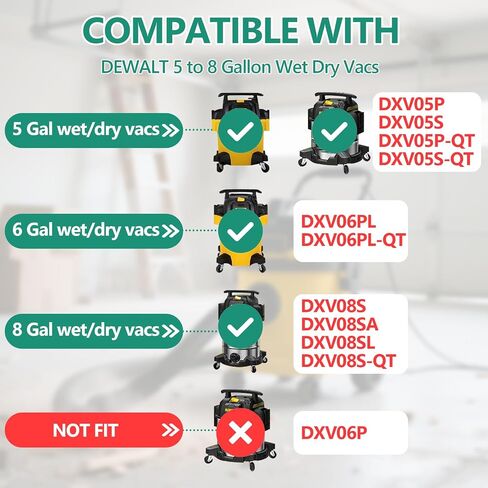 11 عبوة DXVA19-4104 أكياس مكنسة كهربائية لـ DEWALT سعة 5 إلى 8 جالون مكنسة كهربائية رطبة/جافة، أكياس مكنسة كهربائية للمتجر للاستعمال مرة واحدة، استبدال حقيبة تجميع الغبار: DXV05P، DXV05S، DXV06PL، DXV08S، DXV08SL، DXV08SA in Kuwait