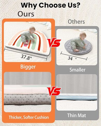 Baby Play Gym & Washable Activity Mat, Non Slip Bottom Tummy Time Mat with 5 Detachable Sensory Toys for Motor Skills, Newborn Infant Baby Essentials Shower Gift(Rainbow) in Saudi Arabia