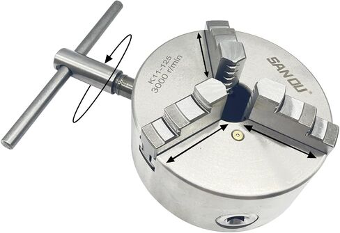 K11-125 ظرف مخرطة ذاتية التمركز بـ 3 فكوك مقاس 5 بوصات K11-125 | ظرف تمرير من الفولاذ المقوى مقاس 125 مم مع مجموعات فك مزدوجة (داخلي 2.5-40 مم/خارجي 38-110 مم) | مخرطة صغيرة مقاس 8 × 16 وآلات طحن باستخدام الحاسب الآلي (K11-125) in Kuwait