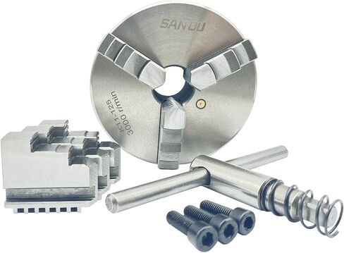 K11-125 ظرف مخرطة ذاتية التمركز بـ 3 فكوك مقاس 5 بوصات K11-125 | ظرف تمرير من الفولاذ المقوى مقاس 125 مم مع مجموعات فك مزدوجة (داخلي 2.5-40 مم/خارجي 38-110 مم) | مخرطة صغيرة مقاس 8 × 16 وآلات طحن باستخدام الحاسب الآلي (K11-125) in Kuwait