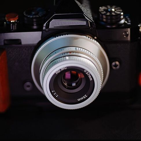 Asixxsix Camera Manual Focus Lens, 25mm F1.7 FX Mount Manual Focus Fixed Lens with Large Aperture, Fixed for X E1, X E2, A5, A7, S10, S1, M5 (Silver) in Saudi Arabia