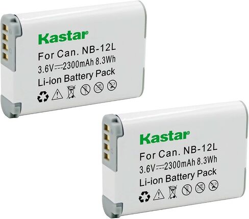 بطارية Kastar NB12L 4 عبوات 3.6 فولت 2300 مللي أمبير في الساعة بديلة لبطارية Canon NB-12L، NB-12LH، شاحن Canon CB-2LG، شاحن CB-2LGE، كاميرا Canon PowerShot G1 X Mark II، PowerShot N100، VIXIA mini X (LEGRIA mini X) in Kuwait