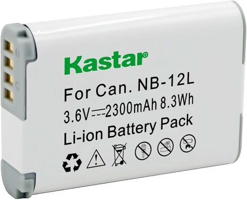 بطارية Kastar NB12L 4 عبوات 3.6 فولت 2300 مللي أمبير في الساعة بديلة لبطارية Canon NB-12L، NB-12LH، شاحن Canon CB-2LG، شاحن CB-2LGE، كاميرا Canon PowerShot G1 X Mark II، PowerShot N100، VIXIA mini X (LEGRIA mini X) in Kuwait