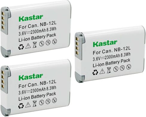 بطارية Kastar NB12L 4 عبوات 3.6 فولت 2300 مللي أمبير في الساعة بديلة لبطارية Canon NB-12L، NB-12LH، شاحن Canon CB-2LG، شاحن CB-2LGE، كاميرا Canon PowerShot G1 X Mark II، PowerShot N100، VIXIA mini X (LEGRIA mini X) in Kuwait